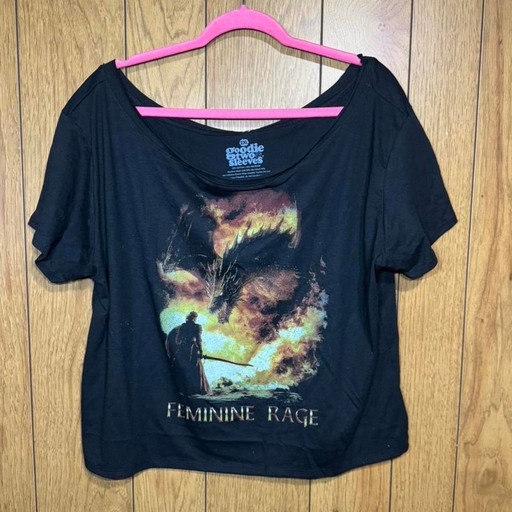 Black "Feminine Rage" graphic‎ tee Size 2XL NEW